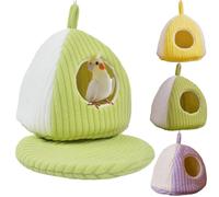 Hanging Bird Nest for Winter Warmth,Cozy Plush Small Bird Nests House Hamster Nest for Cage,Winter Warm Birds Bed with Mat for Indoor Outdoor (Green, M:21 * 21 * 21cm/8.27 * 8.27 * 8.27in)