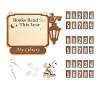 Hanging Books Read This Year Sign, Vintage Book Display Counter for Adult Kids, Wooden Reading Challenge Goal Ornament for Home School Dorm Decor