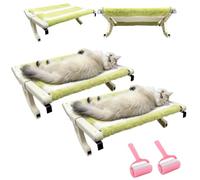 Hanging Cat Bed,Strong Support Cat Bedside Hammock & Window Hammock,No Drilling Cats Hammock Bed Window Perch with Removable Pad,Plush Fleece Comfort Lounge Sleeper for Indoor Cats (2Pcs)