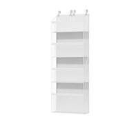 Hanging Door Organizer - Four Tier Pockets, Breathable Fabric Shelves, Deep Storage Bins, Sturdy Metal Hooks | Space Saving Wall Mount Behind Hangable Bathroom Dorm Nursery Apartment Closet House Room