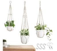 Hanging Flower Basket - Indoor Plant Holder, 30x40cm Macrame Planter for Small Pots, Cotton Rope Handcrafted Wall Holder with Metal Hook, Decorative Plant Hanger for Bedroom Balcony Patio Garden
