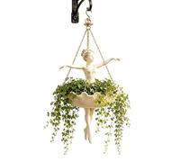 Hanging Flower Pot, Resin Ballerina Planter for Indoor Outdoor Decor | Resin hanging flower pot with ballerina figure holds plants and blossoms for balconies dining rooms cafes apartments houses.