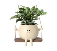 Hanging Flower Pots with Swing Face, Cute Planter for Garden Bedroom Home, Smiling Face Design, Durable Material