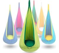 Hanging Hammock, pod Swing Seat with Inflatable Cushion, pod Swing Seat, Load Capacity up to 80 kg, Complete with All Accessories(Green 1)