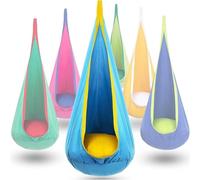 Hanging Hammock, pod Swing Seat with Inflatable Cushion, pod Swing Seat, Load Capacity up to 80 kg, Complete with All Accessories(Blue 2)