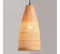 Hanging Lamp 15.7'' H Wicker Chandelier Boho Bamboo Dome Pendant Lights Hanging Farmhouse Light Fixture Beige Lantern Island Lights for Kitchen Restaurants Living Room Foyer Hallway 1-Pack