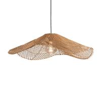 Hanging Lamp 19.7" 1-Tier Wicker Lamp Shade Rattan Pendant Light Farmhouse Wicker 1-Light Boho Rattan Wabi-Sabi Art Light Fixtures 3 Size Shade E26/27 Illumination for Living Room, Kitchen Island, Be