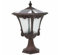 Hanging Lamp 19.7''H Large Modern Post Lamp Exterior Solar Powered Lantern Light Fixture Brown Cast Aluminum Lantern Glass Shade Modern Yard Entry Outdoor Column Lights for Gate,Wall,Deck and Fence D