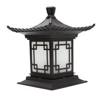 Hanging Lamp Chinese-Style Eaves Post Light Fixtures 1 Packs Black Outdoor Lighting Modern outside Column Lamps with Seeded Glass Waterproof Pillar Lantern E26/27 for Pathway, Garden, Patio Lightings