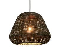 Hanging Lamp Farmhouse Style Dark Brown Pendant Light Large Rattan Lighting Hallway Large Hanging Lamp Rustic Asian Wicker Ceiling Chandelier Light for Living Kitchen Dining Room/35Cm/a