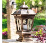 Hanging Lamp Landscape Lighting 17.7" Outdoor Pillar Lights Ip54 Waterproof 1-Pack Glass Lantern Fence Posts Cap Lamp Not Solar Driveways Column Lamp for Patio Garden Deck outside Yard Gardens/Bronze