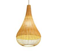Hanging Lamp Large Wicker Pendant Light,Long Style Bamboo Cage Chandelier Modern Boho Home Wicker Fixture Handmade Woven Pendant Lighting for Kitchen Island Farmhouse Dining Rooms 1-Pack