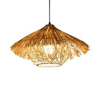 Hanging Lamp Rattan Boho Pendant Light Wicker Lamp Shade Beige Hand Woven Bird'S Nest Lantern Light Fixtures Large Rattan Lamps for Living Room Fixtures Wicker Light for Dining Room Entryway Foyer Be