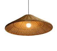 Hanging Lamp Rustic Farmhouse Pendant Light - 19.7‘’ Large Dome Chandelier 1-Light Wabi-Sabi Rattan Shades Ceiling Mounted Illumination Coastal Beach Rattan Light Fixture for Kitchen, Dining, Living