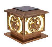 Hanging Lamp Solar Led Exterior Light Modern Column Cap Lamp Square Fu Character Pattern Lantern - Chinese Style Courtyard Fence Pillar Head Light for Garden Deck Patio outside Lightings 1-Pack/Bronz