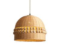 Hanging Lamp Southeast Asian Style Pendant Light Hollow Lamp Shade 1-Pack Beige Bamboo Cage Wicker Rattan Basket Chandeliers Farmhouse Decor Hanging Ceiling Lights for Bedroom Living Room Hallway/43C