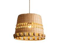 Hanging Lamp Southeast Asian Style Pendant Light Hollow Lamp Shade 1-Pack Beige Bamboo Cage Wicker Rattan Basket Chandeliers Farmhouse Decor Hanging Ceiling Lights for Bedroom Living Room Hallway/36C