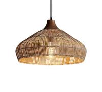 Hanging Lamp Wabi-Sabi Wicker Illumination Rattan Basket Pendant Light Fixtures 1-Light Handmade Shade Bamboo Rattan Woven Pendant Lamp, with Adjustable Line Farmhouse Dining Room Living Room, 1-Pack