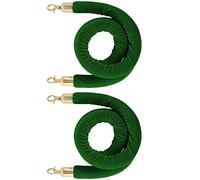Hanging Queue Divider Crowd Control Barrier Rope with Gold Hooks,Twisted Stanchion Velvet Rope, for Hotels Front Lobby, Easy to Install(Green,1.7m/5.6ft/67inch)
