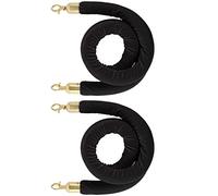 Hanging Queue Divider Crowd Control Barrier Rope with Gold Hooks,Twisted Stanchion Velvet Rope, for Hotels Front Lobby, Easy to Install(Black,2.5m/8.2ft/98.4inch)