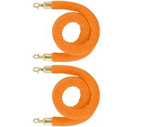 Hanging Queue Divider Crowd Control Barrier Rope with Gold Hooks,Twisted Stanchion Velvet Rope, for Hotels Front Lobby, Easy to Install(Orange,2m/6.6ft/79inch)