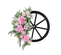 Hanging Roulette Wheel Wreath Artificial Wooden Reusable Garland for Wall Front Door Decoration and Christmas Party Decor(G)
