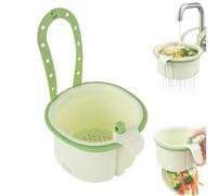 Hanging Sink Drain Basket for Kitchen, Multifunctional Sink Strainer Basket with Press-to-Dump Bottom, Adjustable Faucet Hanging Baskets for Food Scraps, Fruits & Vegetables (Green)