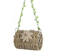Hanging Straw Bird Nest Snuggle Hut Parakeet Hammock Bed with Chain