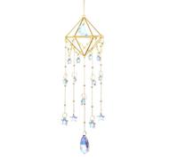 Hanging Sun Catcher Crystal Teardrop Chandelier Wind Chime Prism Suncatcher Light Window Garden Decoration(Color-02)