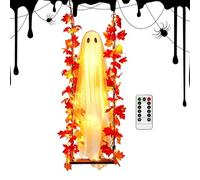 Hanging Swing Ghost Halloween Decor - 3.93 FT Light-Up Prop | Outdoor Tree