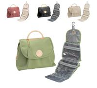 Hanging Travel Toiletry Bag for Women with Clear Compartments & Removable Pouch, Water-Resistant Cosmetic Organizer (Green)