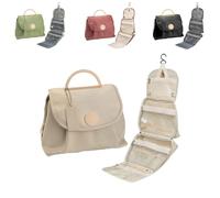 Hanging Travel Toiletry Bag for Women with Clear Compartments & Removable Pouch, Water-Resistant Cosmetic Organizer (White)