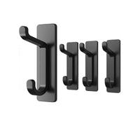 Hanging up to 6KG, Metal Stainless Heavy Duty Stick on Wall Door, for Towel Coat Hat Purse in Bathroom Shower, Black, 4 Pack