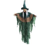 Hanging Witch - Bruja Animada De Halloween | Ornamentos De Decoración De Halloween | Ojos Iluminados Activación De Sonido Fuera De Apoyo Para Césped, Patio, Patio Trasero, Reunión, Carnaval, Fiesta, J