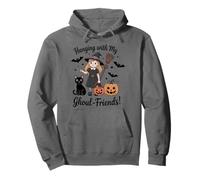 Hanging with My Ghoul Friends Camisa Linda Bruja Gato Calabaza Sudadera con Capucha