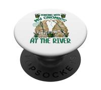 Hanging with My Gnomies At The River - Funny Fishing GNOME PopSockets PopGrip Adhesivo