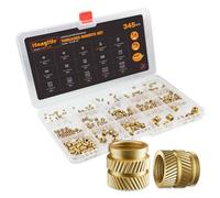 HANGLIFE Insertos Roscados de Ajuste Térmico, Insertos de Tuercas M2 M2.5 M3 M4 M5 M6 (345 Piezas) para Componentes de Impresión 3D y Piezas de Plástico - Tuercas Moleteadas Métricas de Latón