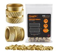 HANGLIFE Insertos Roscados de Ajuste Térmico, M6 Insertos de Tuercas para Componentes de Impresión 3D y Piezas de Plástico - Tuercas Moleteadas Métricas de Latón (50 Piezas)