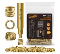 HANGLIFE M4 Insertos Roscados de Ajuste Térmico con Puntas Soldador, Insertos de Tuercas para Componentes de Impresión 3D y Piezas de Plástico - Tuercas Moleteadas Métricas de Latón (100 Piezas)