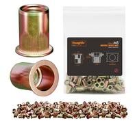 HANGLIFE Tuercas Remachables, M5 Metric Remaches Roscados (100 Piezas) - Inserciones con Cabeza Plana, Galvanizadas, de Acero al Carbono con Cuerpo Estriado, Tuercas Roscas