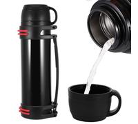 Hangrow Botella aislada al vacío de 2,5 L, termo aislado al vacío de acero inoxidable de gran capacidad para bebidas calientes y frías, termo de viaje, para alimentos, sopas (negro)