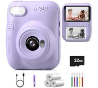 Hangrui Camara Fotos Infantil Instantanea, 3.0" HD 1080P Camara Fotos Infantil con Tarjeta de 32G, Cámara Instantánea para Niños con Papel de Impresión y Bolígrafos de Colores, Regalos Juguete