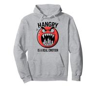 Hangry es una emoción Real: Monstruo de Humor de Comida Divertida Sudadera con Capucha, Unisex para Adultos, Gris Jaspeado, L