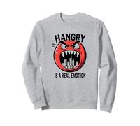 Hangry es una emoción Real: Monstruo de Humor de Comida Divertida Sudadera, Unisex para Adultos, Gris Jaspeado, S
