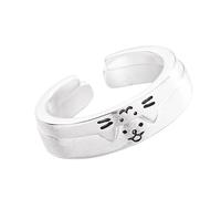 Hangsu 2 anillos de aleación con extremos abiertos de dibujos animados de gatos y perros, tamaño ajustable, anillos de amistad, estilos únicos, joyería de compromiso, gatos, regalo para amantes de los