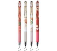 Hangsu 4 bolígrafos de gel con estampado de rosas de 0,5 mm, retráctiles, con clip de metal, agarre ergonómico para diario escolar, bolígrafo de gel rosa