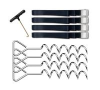 Hangsu 4 piezas de anclajes de suelo en espiral, estacas en forma de sacacorchos, estacas de trampolín, anclajes de suelo con correa para tienda de campaña