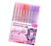 Hangsu 9 bolígrafos de gel acrílico multiusos de 0,8 mm, retráctiles, multicolor, para dibujar, dibujar, bocetos, tomar notas, fluorescentes