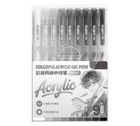 Hangsu 9 bolígrafos de gel acrílico multiusos de 0,8 mm, retráctiles, multicolor, para dibujar, dibujar, bocetos, tomar notas, fluorescentes