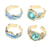 Hangsu Anillos inspiradores de océanos ajustables con diseños ondulados en plata, regalos elegantes para mujeres y señoras, artesanía de resina resistente, anillos únicos hechos a mano